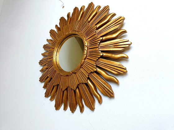 Image 1 of Vintage Golden Sunburst Mirror, 1960s