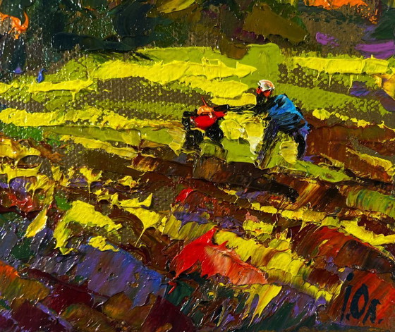 Image 1 of Original Oil Painting Colorful Nature Landscape In the garden summer smells of freshness