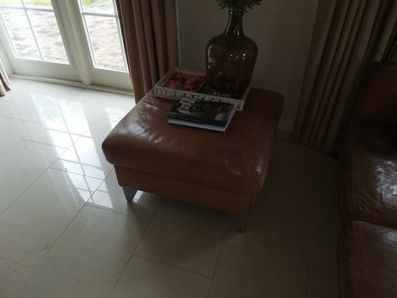 Image 1 of Sofá Machalke de cuero de 3 plazas con reposapiés