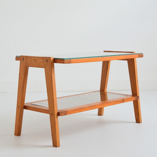 Vintage 1970s Pine Double Top Coffee Table / Side Table