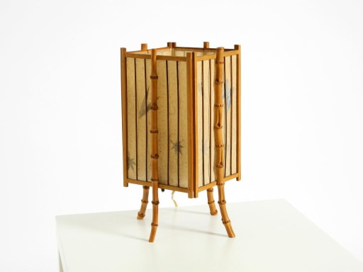 Beautiful French Mid-Century Modern Table Lamp Made Of Bamboo And Parchment Paper – tafellampen