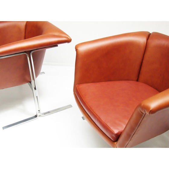 Image 1 of Pair of vintage cognac leather armchairs by Geoffrey Harcourt for Artifort, 1963