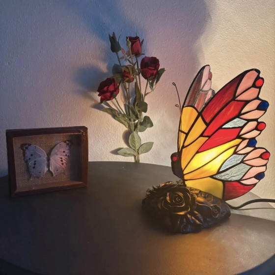 Image 1 of Tiffany Lamp - een zeldzaam model - vlinder - vlinder