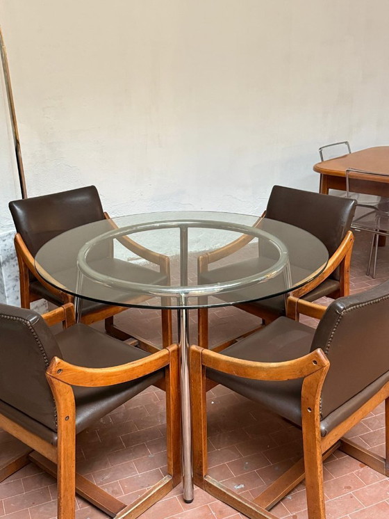 Image 1 of Tavolino o tavolo da pranzo in vetro e cromo