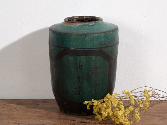 Antieke hoge turquoise groene vaas (ca. 1820) #37 – Vazen, Ceramic (photo 2 of 40)
