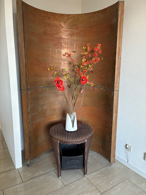 Nieuwstaat koperen wandscherm uniek