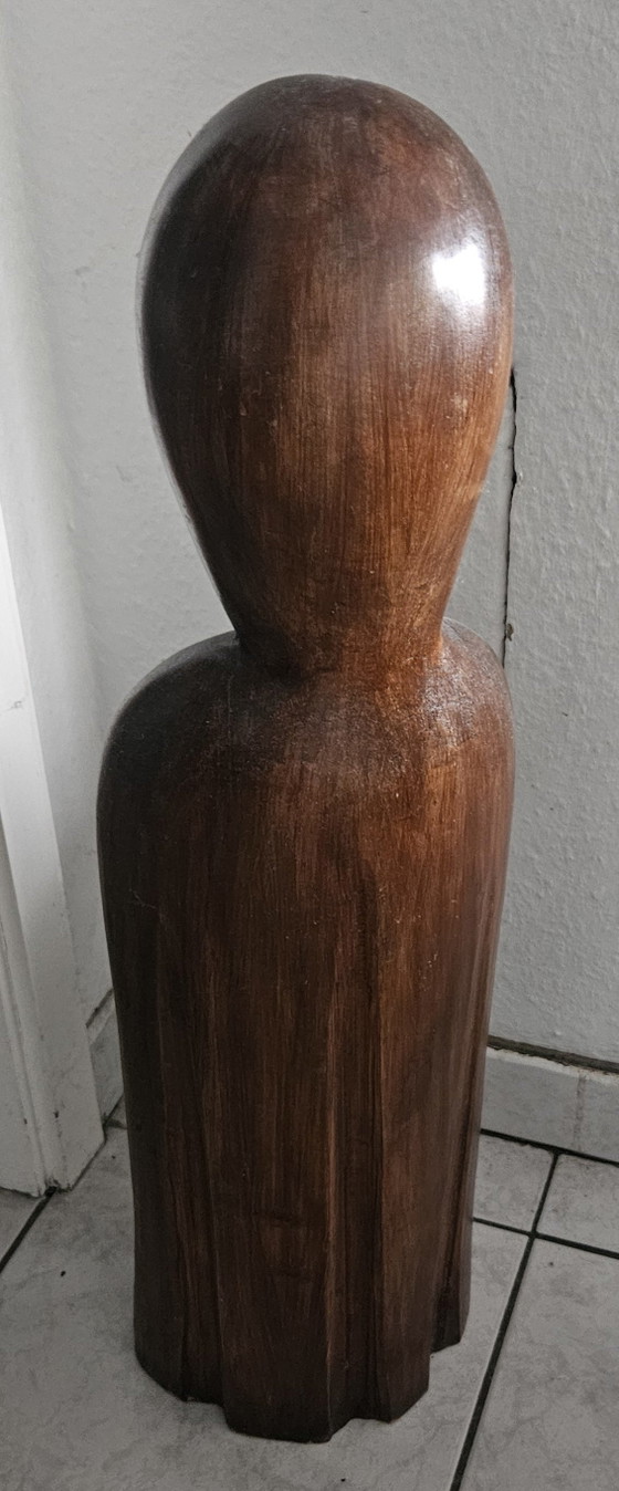 Image 1 of Hand-carved sculpture of the Madonna and Holy Mary from the 1950s, made of real wood