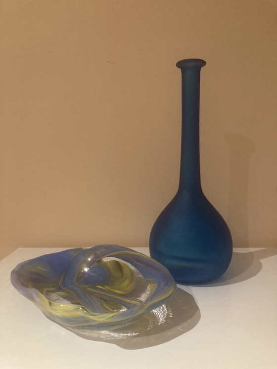 Image 1 of Vintage Azure Frosted Glass Vase