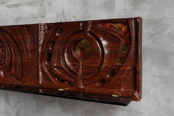 Image 1 of Carved Wooden Wall Panel by Gianni Pinna, Italy, 1970s