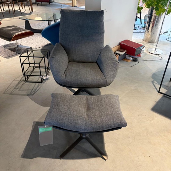 Cor Cordia Lounge Fauteuil avec pouf, Cuir, Métal, Noir (photo 3 sur 5)