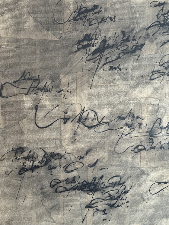 Image 1 of Robert Detheux - Quadri giganti - Calligrafia - collage - 1980