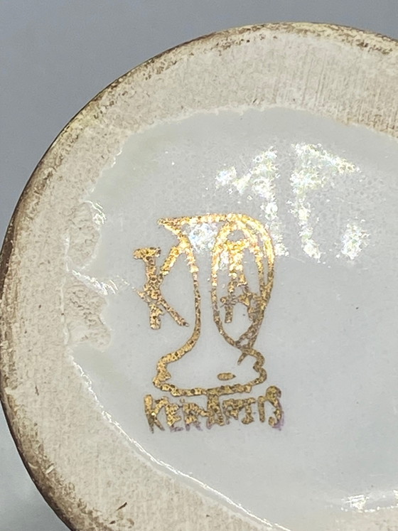 Petit pot Kerafina à couvercle – Porcelaine bavaroise, fleurs et dorure – Objets déco, Gold, Rococo (photo 5 of 7)