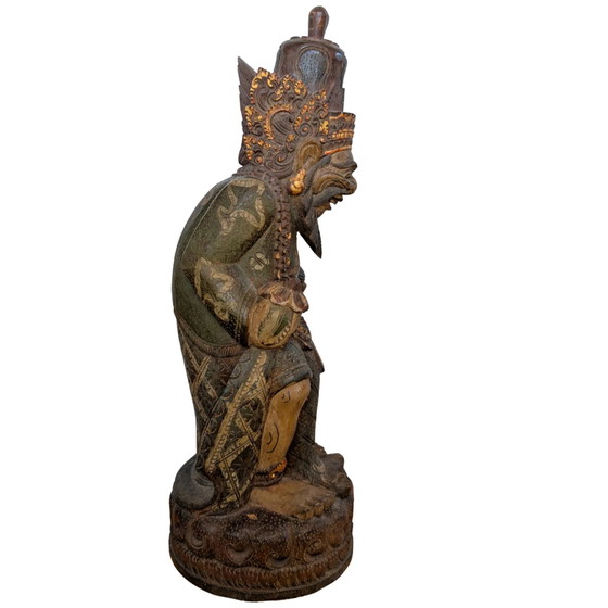 Große polychrome balinesische Holzskulptur – Mythologischer Rishi (Weiser) – ca. 1950 – Bildhauerei (photo 5 of 10)