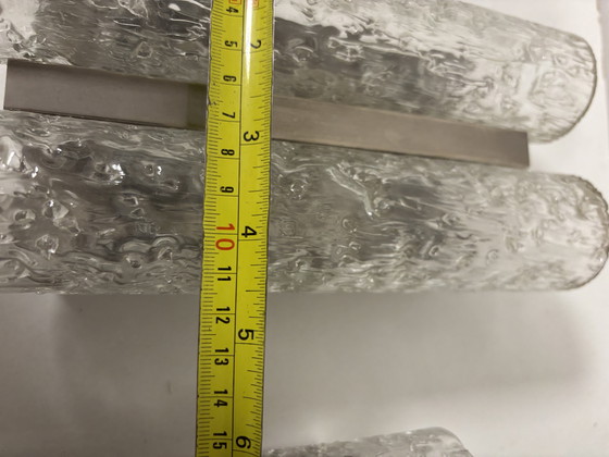 Image 1 of Juego de dos lámparas de pared con cristal de metal cromado, Doria Leuchten. Holanda, jaren 70