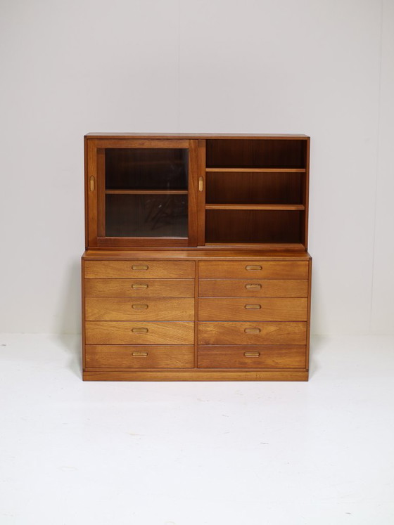 Image 1 of Cassettiera con vetrina Brouer in teak, vintage danese anni '60