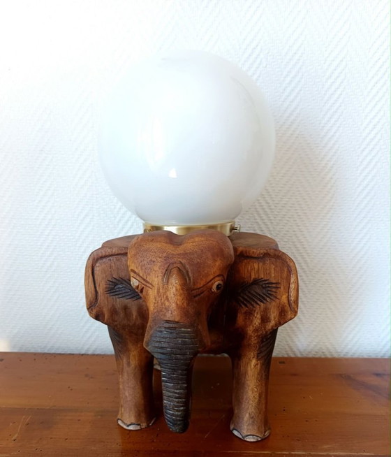 Image 1 of Elephant and opaline lamp