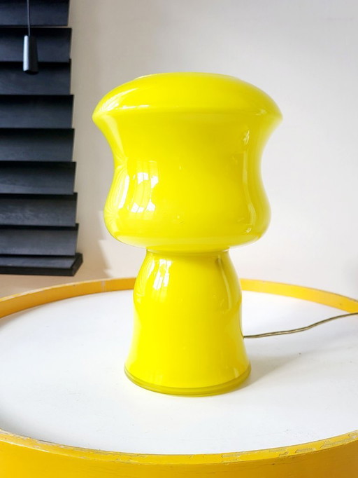 Vintage glass table lamp, Murano, yellow, Italy, 1960s