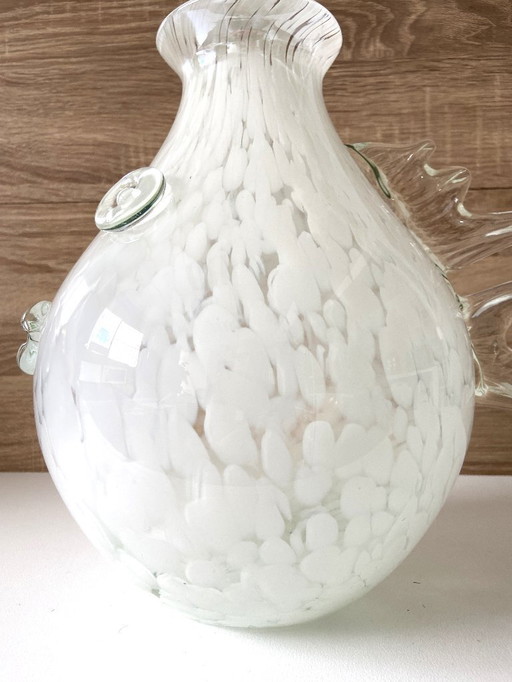 Atypique Vase en Verre Marbré de Murano Verriers Vénitiens Design Poisson-Lune