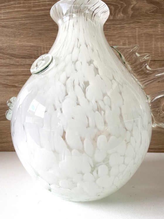 Image 1 of Atypique Vase en Verre Marbré de Murano Verriers Vénitiens Design Poisson-Lune