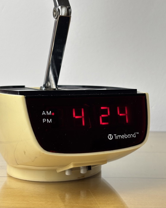 Image 1 of Lamp Table + Clock Timeband C-590 Timeco Vintage Clock - Lamp 1970s Bedside Lamp 70s Digital Alarm Clock Mid Century Space Age