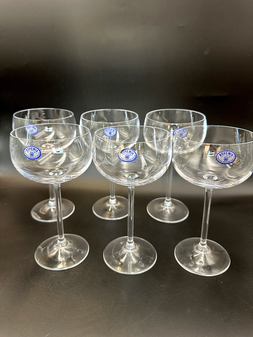 6 x Bohemia crystal wine glasses