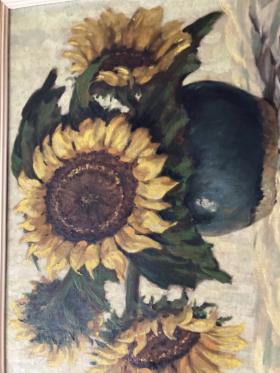 Image 1 of Zonnebloemen in Lijst von Wim Nefkens