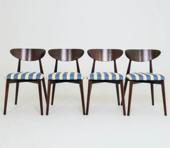 Image 1 of Ensemble de 4 chaises de salle à manger vintage côte d'azur à sangles