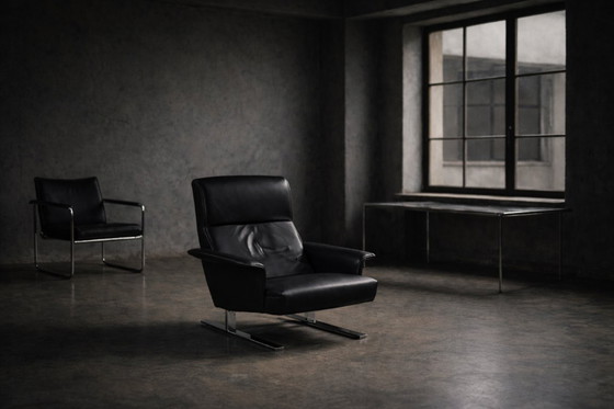 Image 1 of Vintage Mid-Century Modern Danish Black Leather Lounge Chair by Georg Thams for A/S Vejen Polstermöbelfabrik, 1960s