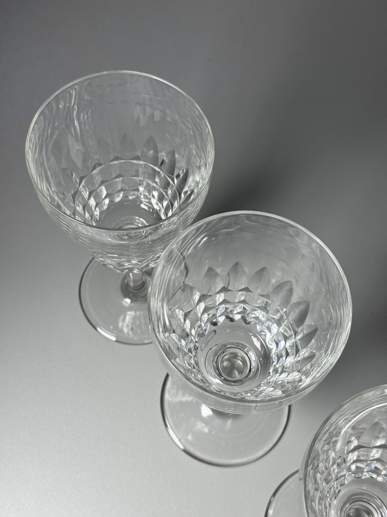 Image 1 of Set van 6 grote kristallen wijn- of waterglazen – Val Saint Lambert “Service Mery” – Art Deco