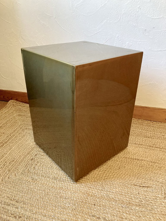 Image 1 of Electro-galvanized metal seat, brass effect. Pharrell Williams / Louis Vuitton fashion show, 2024