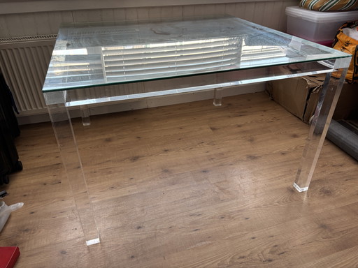 Glass Table 110x110 cm on Perspex Base - Stylish and Versatile