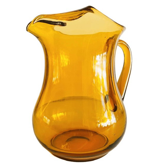 Vintage Hand-Blown Glass Water Jug Amber Glass 1960s – Glass & Decanter (photo 9 of 16)