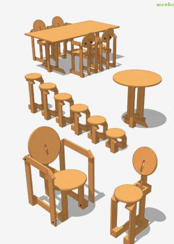 Image 1 of Rare pair of 'Plakhout' Side Chairs by Henk Lampe. 1979