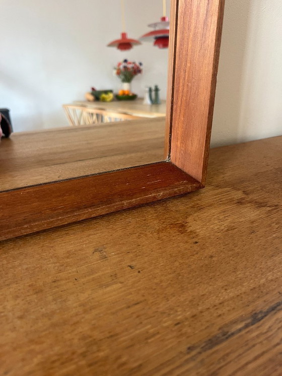 Image 1 of Vintage Danish teak mirror with mitered edges
