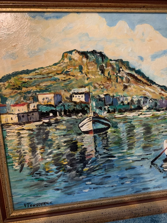 Sète - View of Mont Saint-Clair - 1970s - V. Fonquernie - Henri Portal Gallery – Paintings & Drawings, Wood (photo 11 of 15)