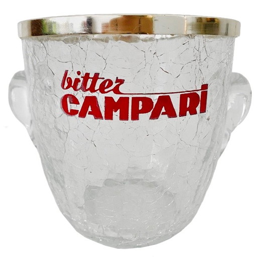 Vintage ice bucket glass chrome Campari 1960's