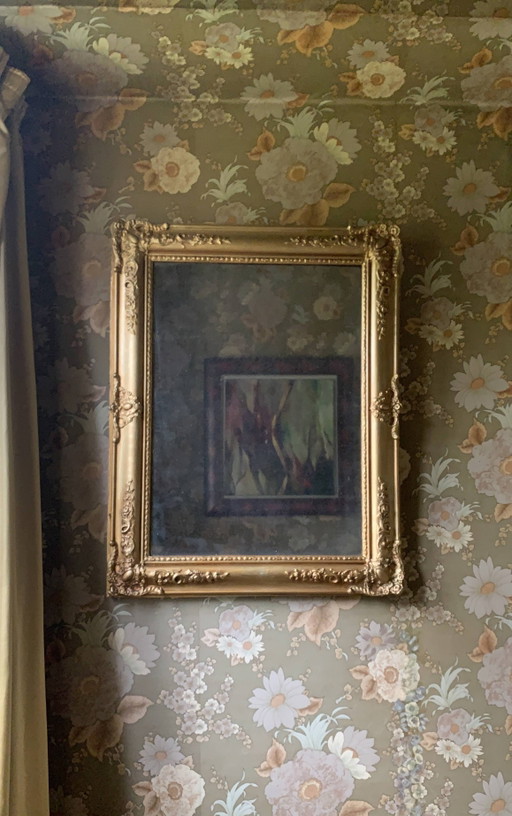 Antique gold patterned mirror – spiegels, Wood (photo 2 of 11)