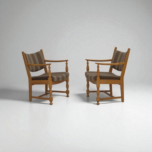 1970, paire de fauteuils scandinaves, meubles en laine, bois de chêne massif.
