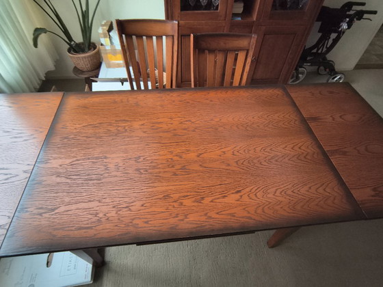 Wooden dining table, extendable, Brown, Klassiek (photo 3 of 5)