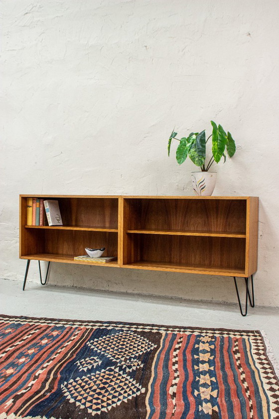 Vintage sideboard, chest of drawers, bookshelf, teak, walnut, 1960s, Mid Century – Wood (photo 4 of 13)