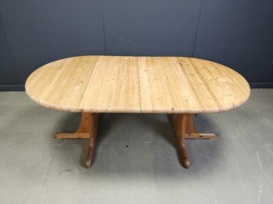 Image 1 of Rainer Daumiller style XL extendable pine wood  Dining Table, 1970s