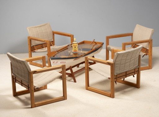 Mesa de centro con forma de barco y tablero de cristal, diseño contemporáneo (posterior al año 2000)