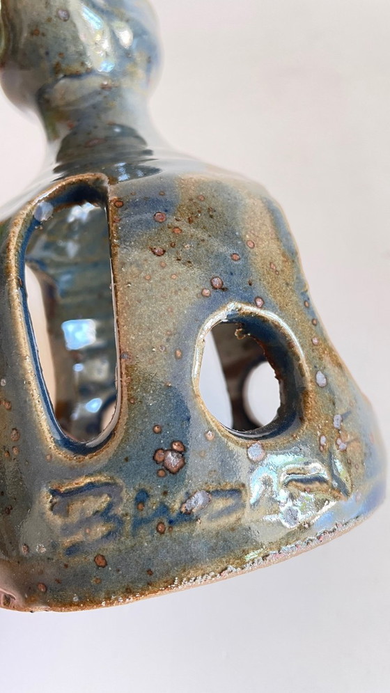 Image 1 of Vintage handcrafted stoneware candlestick