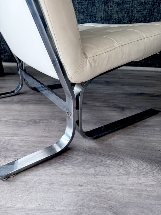 Image 1 of Vintage Italian Lounge Chair in White Leather, 1970s