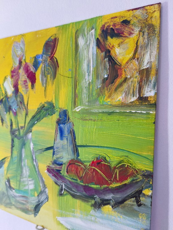 Image 1 of Original Oil Painting – Expressionist Floral Still Life – Signed