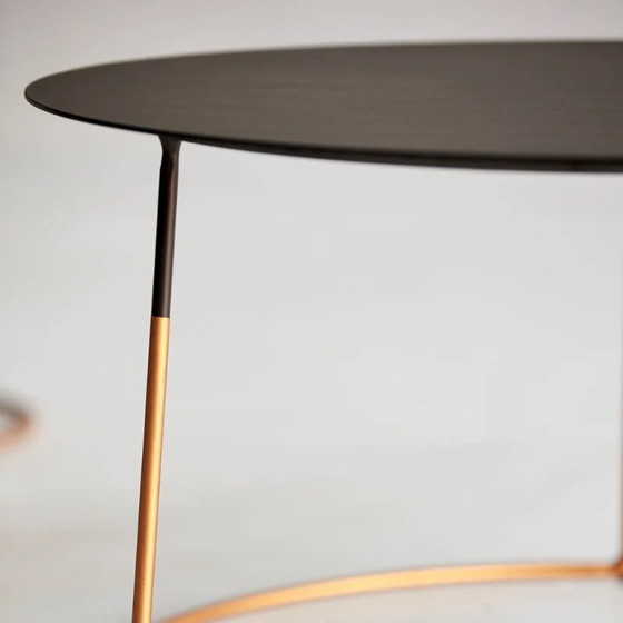 Image 1 of Heerenhuis set van 3 Nimbus bijzettafels - combinatie oak en gold