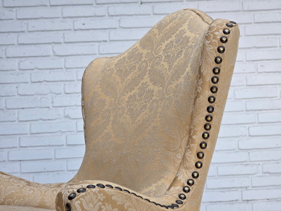 1960s, Danish cocktail lounge chair, jacquard fabric, beech wood. – Armchairs, Textile (photo 4 of 17)