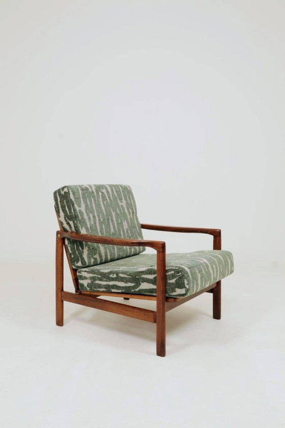 Image 1 of Poltrona vintage con cuscini verdi, design classico MCM Lounge Chair, 1960, Polonia