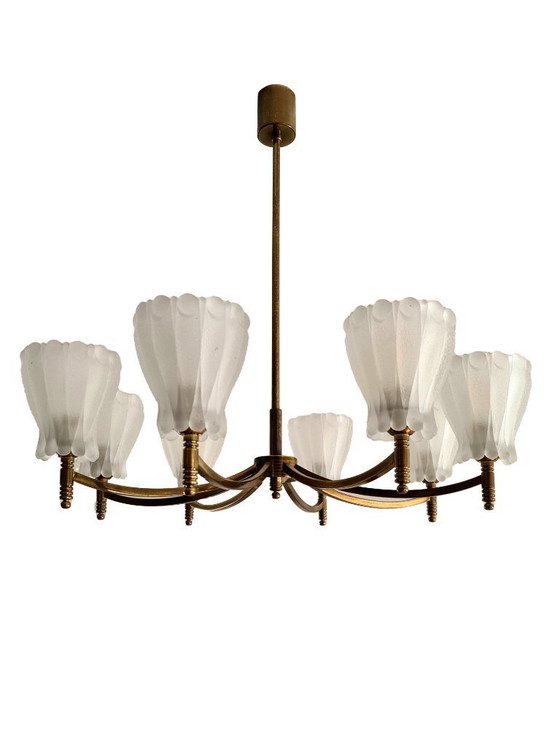 Image 1 of Impressionante lampada a sospensione vintage - Anni '40 - '50 - Ottone - Germania -.