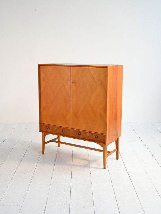 Image 1 of Elm and root veneer cabinet by AB Seffle Möbelfabrik, 1950s